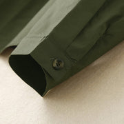 Buddha Stones Plain Double-breasted Long Sleeve Women's Cotton Lapel Shirt - image 3