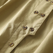 Buddha Stones Plain Double-breasted Long Sleeve Women's Cotton Lapel Shirt - image 14