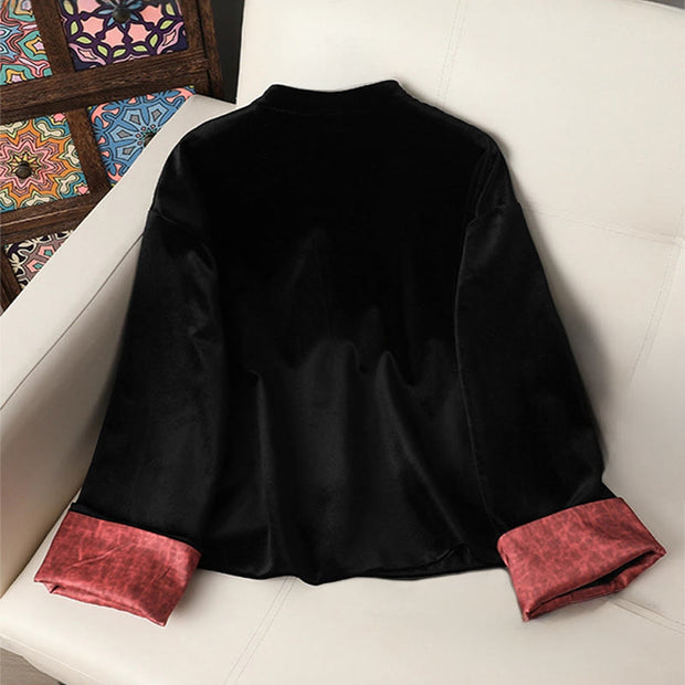 Buddha Stones Hanging Flower Design Women's Long Sleeve Thickened Jacket With Pockets - image 1