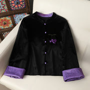 Buddha Stones Hanging Flower Design Women's Long Sleeve Thickened Jacket With Pockets - DarkViolet -  US12，UK/AU16，EU44(4XL) - image 9