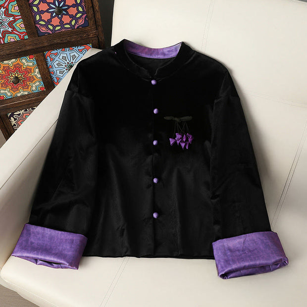Buddha Stones Hanging Flower Design Women's Long Sleeve Thickened Jacket With Pockets - DarkViolet -  US12，UK/AU16，EU44(4XL) - image 9