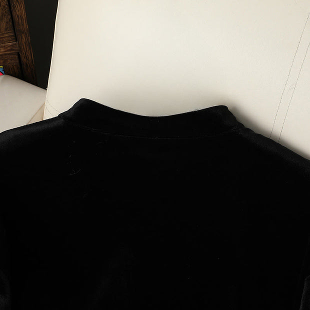 Buddha Stones Hanging Flower Design Women's Long Sleeve Thickened Jacket With Pockets - image 11