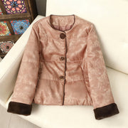 Buddha Stones Frog-button Dark Pattern Jacquard Women's Long Sleeve Thickened Jacket With Pockets - Pink - US6，UK/AU10，EU38 (XL) - image 12