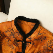 Buddha Stones Frog-button Flower Tree Pattern Women's Long Sleeve Thickened Jacket  - image 4