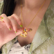 Buddha Stones Colorful Year Of The Horse 24k Gold Plated Copper Necklace Pendant - image 2