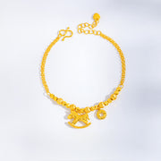 Buddha Stones Chinese Zodiac Year Of The Horse 24k Gold Plated Copper Coin Luck Bracelet - Horse(Wrist Circumference: 14-16cm) - image 0