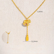 Buddha Stones Year Of The Horse 24k Gold Plated Copper Peaceful Necklace Pendant - image 1