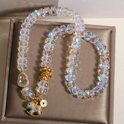 Buddha Stones Chinese Zodiac Year Of The Horse Crystal Glass Copper Coin Gourd Double Wrap Bracelet - image 11