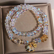 Buddha Stones Chinese Zodiac Year Of The Horse Crystal Glass Copper Coin Gourd Double Wrap Bracelet - image 9