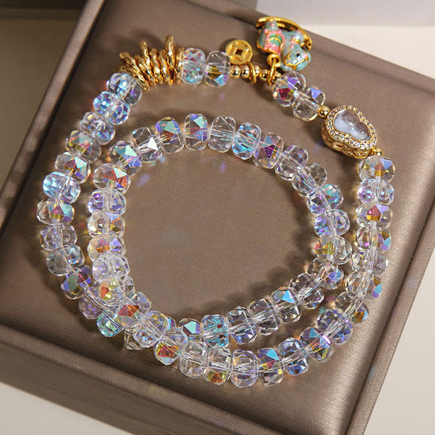 Buddha Stones Chinese Zodiac Year Of The Horse Crystal Glass Copper Coin Gourd Double Wrap Bracelet - image 10