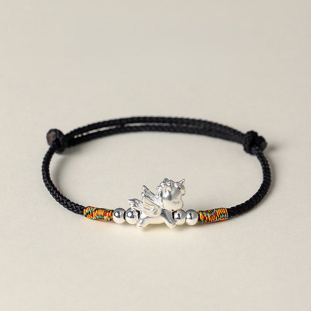 Buddha Stones 925 Sterling Silver Year Of The Horse Prosperity String Bracelet - Black(Wrist Circumference: 14-18cm) - image 8