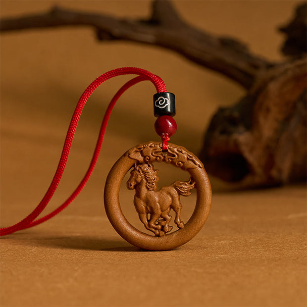 FREE Today: Ward Off Evil Spirits Peach Wood Chinese Zodiac Year Of The Horse Necklace Pendants - image 9