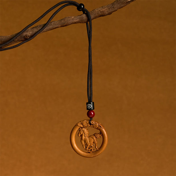 FREE Today: Ward Off Evil Spirits Peach Wood Chinese Zodiac Year Of The Horse Necklace Pendants - image 2