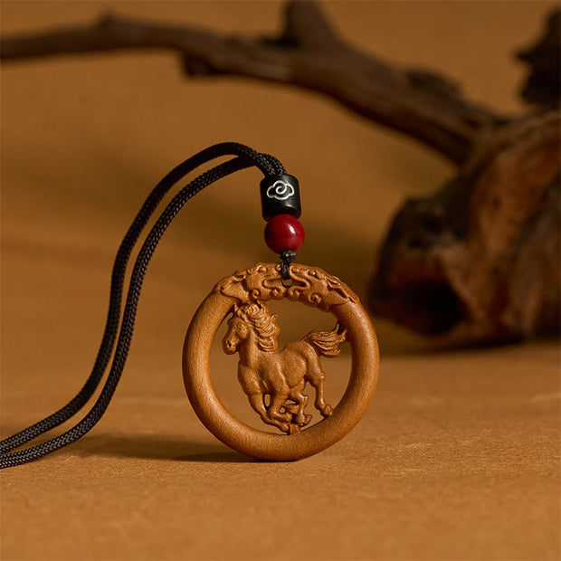 FREE Today: Ward Off Evil Spirits Peach Wood Chinese Zodiac Year Of The Horse Necklace Pendants - image 1