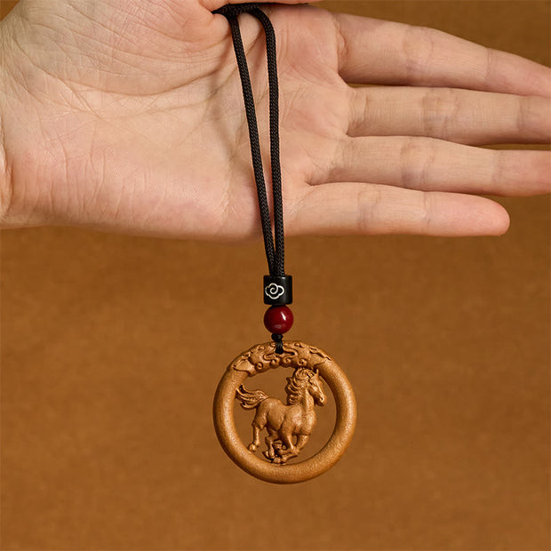 FREE Today: Ward Off Evil Spirits Peach Wood Chinese Zodiac Year Of The Horse Necklace Pendants - image 3