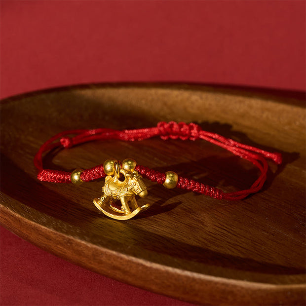 Buddha Stones Year Of The Horse Lucky Beads Red String Protection Adjustable Braided Bracelet - Rocking Horse & Red String(Wrist Circumference 6-25cm) - image 9