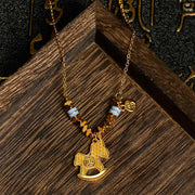 Buddha Stones Golden Year Of The Horse Copper Balance Luck Necklace Pendant - image 1