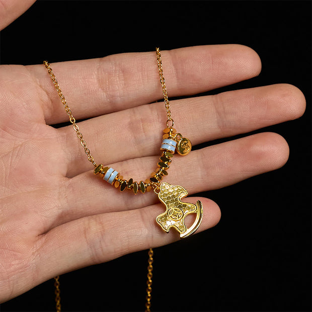 Buddha Stones Golden Year Of The Horse Copper Balance Luck Necklace Pendant - image 6