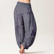 Buddha Stones Cotton Casual Bamboo Rock Ink Painting Women's Elastic Waist Harem Pants - image 2
