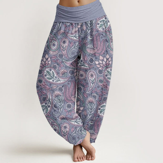 Buddha Stones Cotton Cashew Flower Peacock Sunflower Design Women's Elastic Waist Harem Pants - CornflowerBlue - US22，UK/AU26，EU54 (6XL) - image 7