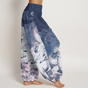 Buddha Stones Cotton Fox Cherry Blossoms Women's Elastic Waist Harem Pants - image 9