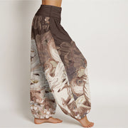 Buddha Stones Cotton Fox Cherry Blossoms Women's Elastic Waist Harem Pants - image 6