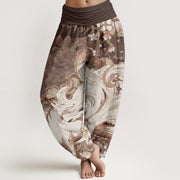 Buddha Stones Cotton Fox Cherry Blossoms Women's Elastic Waist Harem Pants - SaddleBrown - US22，UK/AU26，EU54 (6XL) - image 4