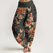 Buddha Stones Cotton Colorful Koi Fish Lotus Flowers Design Women's Elastic Waist Harem Pants - Tan - US22，UK/AU26，EU54 (6XL) - image 4