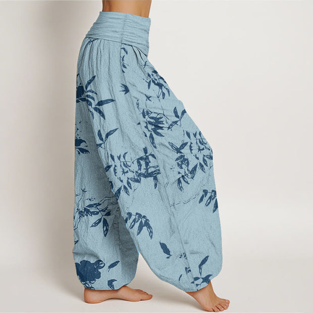 Buddha Stones Cotton Branch Pattern Women's Elastic Waist Harem Pants - image 6