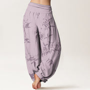 Buddha Stones Cotton Branch Pattern Women's Elastic Waist Harem Pants - image 8