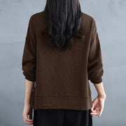 Buddha Stones Plain Frog-button Design Crew Neck Cotton Women's Long Sleeve Sweatshirt - image 6