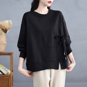 Buddha Stones Plain Frog-button Design Crew Neck Cotton Women's Long Sleeve Sweatshirt - image 18