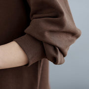 Buddha Stones Fall Solid Color Asymmetrical Design Crew Neck Long Sleeve Women's Cotton Sweatshirt - image 11