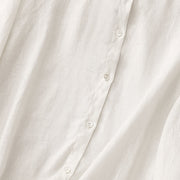 Buddha Stones Solid Color Crew Neck Buttons Design Women's Cotton Long Sleeve Shirt - image 11