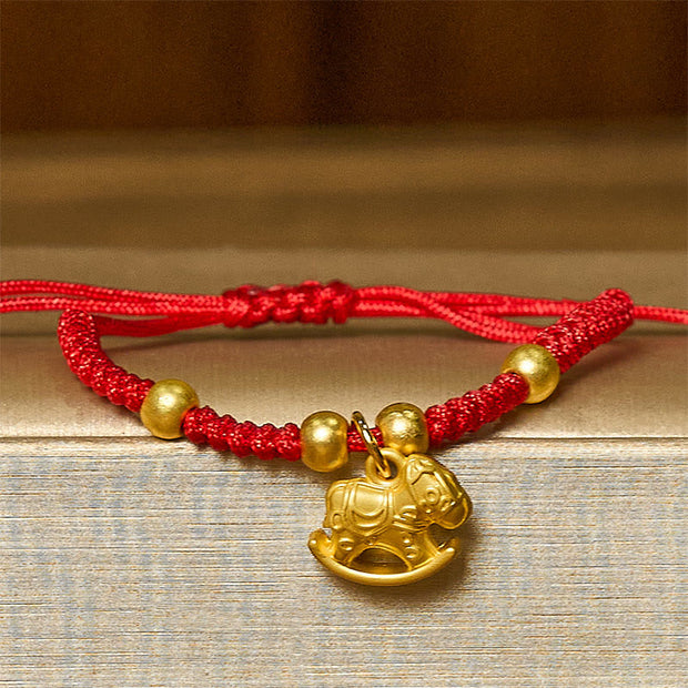 Buddha Stones Golden Year Of The Horse Red String Copper Strength Braided Bracelet - image 2
