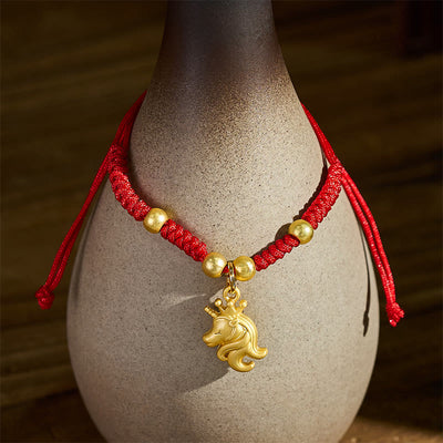 Buddha Stones Year Of The Horse Crown Design Red String Connection Bracelet - Horse(Wrist Circumference: 10-18 cm) - image 0