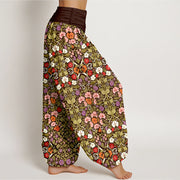 Buddha Stones Cotton Softly Colored Flower Leaf Pattern Women's Elastic Waist Harem Pants - image 7