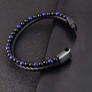 Buddha Stones Black Onyx Lazurite Titanium Steel Positive Self Care Leather Bracelet - image 11