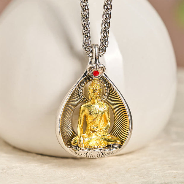 FREE Today: Luck Healing Green Tara Shakyamuni Buddha Copper Plated Silver Curb Chain Pendant Necklace - image 9