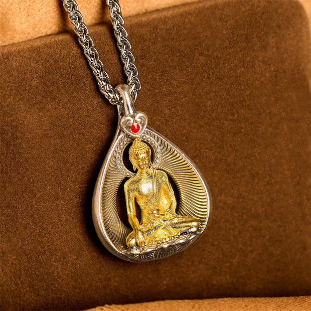 FREE Today: Luck Healing Green Tara Shakyamuni Buddha Copper Plated Silver Curb Chain Pendant Necklace - image 10