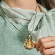 FREE Today: Luck Healing Green Tara Shakyamuni Buddha Copper Plated Silver Curb Chain Pendant Necklace - image 13