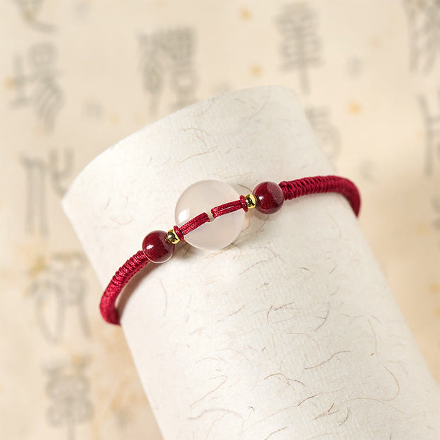 FREE Today: Auspicious Fortune Peace Buckle White Agate Flat Knot Diamond Knot Red String Bracelet - image 15
