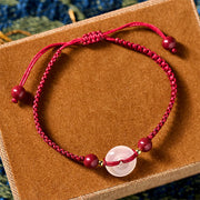 FREE Today: Auspicious Fortune Peace Buckle White Agate Flat Knot Diamond Knot Red String Bracelet - image 2