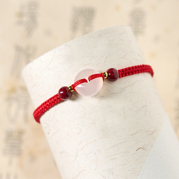 Buddha Stones Peace Buckle White Agate Flat Knot Diamond Knot Red String Connection Bracelet - image 24