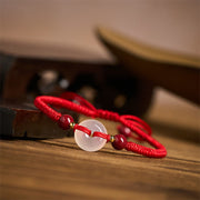 FREE Today: Auspicious Fortune Peace Buckle White Agate Flat Knot Diamond Knot Red String Bracelet - image 30