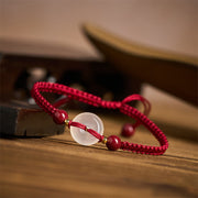 FREE Today: Auspicious Fortune Peace Buckle White Agate Flat Knot Diamond Knot Red String Bracelet - image 3