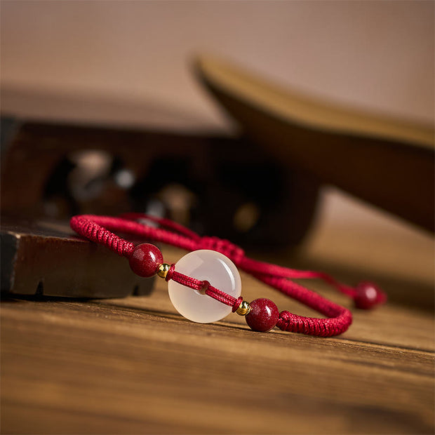 FREE Today: Auspicious Fortune Peace Buckle White Agate Flat Knot Diamond Knot Red String Bracelet - image 16