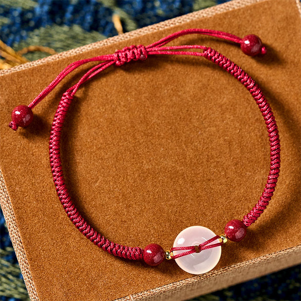 Buddha Stones Peace Buckle White Agate Flat Knot Diamond Knot Red String Connection Bracelet - image 14