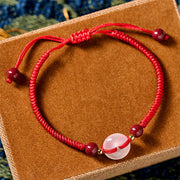 FREE Today: Auspicious Fortune Peace Buckle White Agate Flat Knot Diamond Knot Red String Bracelet - image 29