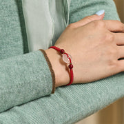 FREE Today: Auspicious Fortune Peace Buckle White Agate Flat Knot Diamond Knot Red String Bracelet - image 7